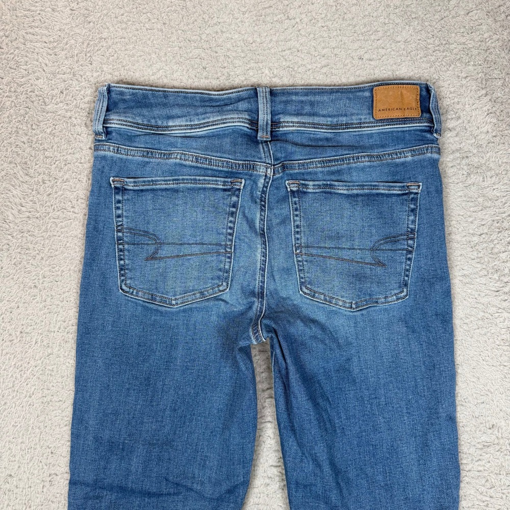 American Eagle Kick Boot Jeans Womens 6 Short Next Level Stretch Raw Hem Blue - Picture 4 of 13